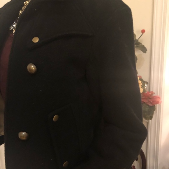 NEVER WORN BLACK WOOL SHORT PEACOAT JACKET - Picture 2 of 6